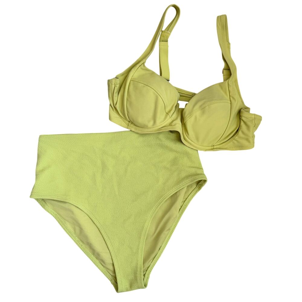 Old Navy Lime Green Textured Bikini Set L Top M Bottom